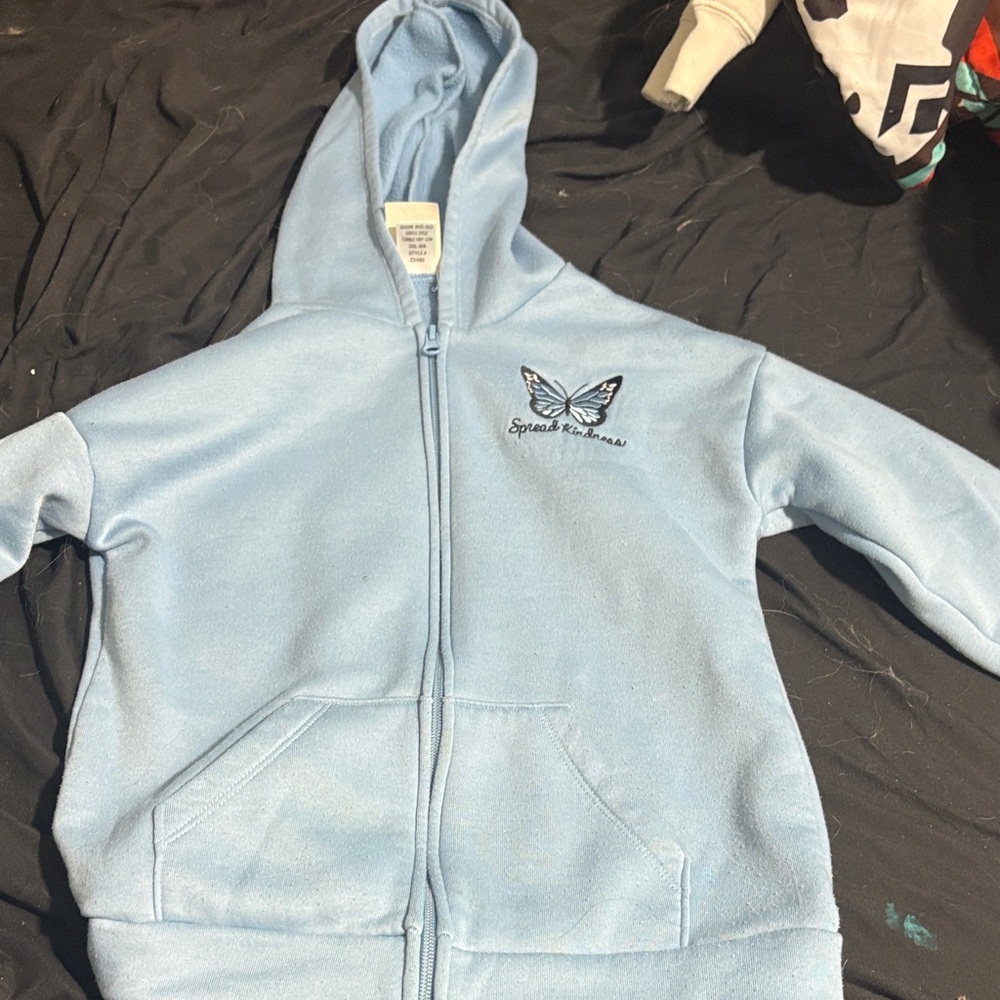 Lily Bleu Light Blue Hoodie with Butterfly Embroidery